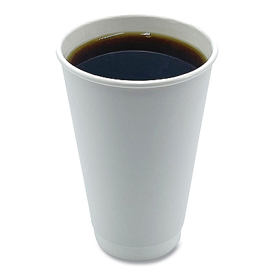 Boardwalk Paper Hot Cups, Double-Walled, 16 oz, White, 500/Carton (BWKDW16HCUP)