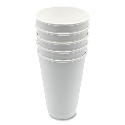 Boardwalk Paper Hot Cups, Double-Walled, 16 oz, White, 500/Carton (BWKDW16HCUP)