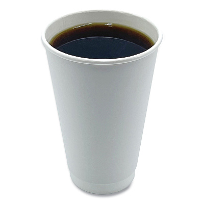 Boardwalk Paper Hot Cups, Double-Walled, 16 oz, White, 25/Pack (BWKDW16HCUPPK)