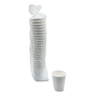 Boardwalk Paper Hot Cups, Double-Walled, 10 oz, White, 25/Pack (BWKDW10HCUPPK)