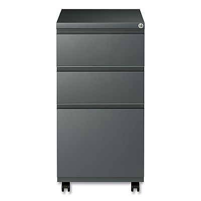 Alera File Pedestal with Full-Length Pull, Left or Right, 3-Drawers: Box/Box/File, Legal/Letter, Charcoal, 14.96" x 19.29" x 27.75" (ALEPBBBFCH)