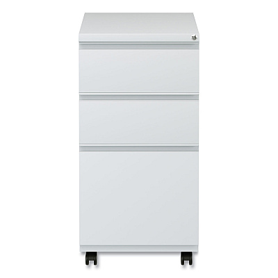 Alera File Pedestal with Full-Length Pull, Left/Right, 3-Drawers: Box/Box/File, Legal/Letter, Light Gray, 14.96" x 19.29" x 27.75" (ALEPBBBFLG)