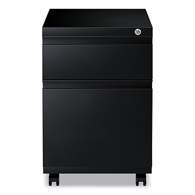 Alera File Pedestal with Full-Length Pull, Left or Right, 2-Drawers: Box/File, Legal/Letter, Black, 14.96" x 19.29" x 21.65" (ALEPBBFBL)