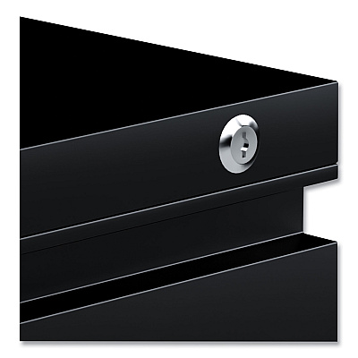 Alera File Pedestal with Full-Length Pull, Left or Right, 2-Drawers: Box/File, Legal/Letter, Black, 14.96" x 19.29" x 21.65" (ALEPBBFBL)