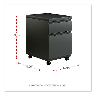 Alera File Pedestal with Full-Length Pull, Left or Right, 2-Drawers: Box/File, Legal/Letter, Charcoal, 14.96" x 19.29" x 21.65" (ALEPBBFCH)