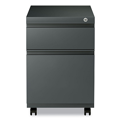 Alera File Pedestal with Full-Length Pull, Left or Right, 2-Drawers: Box/File, Legal/Letter, Charcoal, 14.96" x 19.29" x 21.65" (ALEPBBFCH)