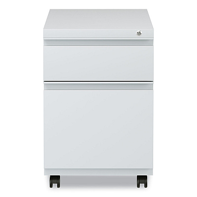 Alera File Pedestal with Full-Length Pull, Left or Right, 2-Drawers: Box/File, Legal/Letter, Light Gray, 14.96" x 19.29" x 21.65" (ALEPBBFLG)