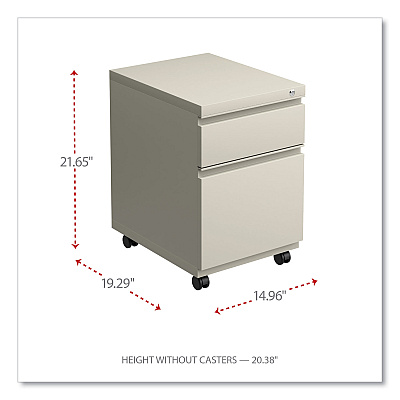 Alera File Pedestal with Full-Length Pull, Left or Right, 2-Drawers: Box/File, Legal/Letter, Putty, 14.96" x 19.29" x 21.65" (ALEPBBFPY)