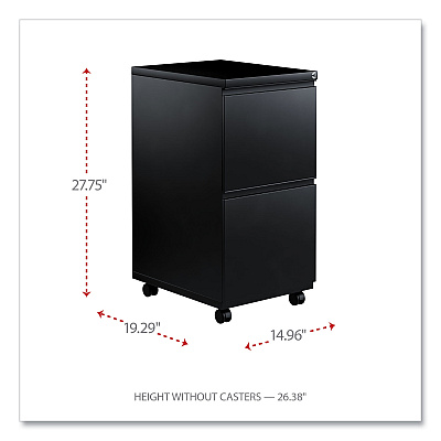 Alera File Pedestal with Full-Length Pull, Left or Right, 2 Legal/Letter-Size File Drawers, Black, 14.96" x 19.29" x 27.75" (ALEPBFFBL)