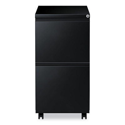 Alera File Pedestal with Full-Length Pull, Left or Right, 2 Legal/Letter-Size File Drawers, Black, 14.96" x 19.29" x 27.75" (ALEPBFFBL)