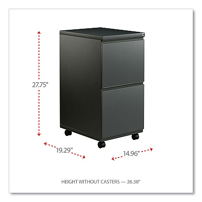 Alera File Pedestal with Full-Length Pull, Left or Right, 2 Legal/Letter-Size File Drawers, Charcoal, 14.96" x 19.29" x 27.75" (ALEPBFFCH)