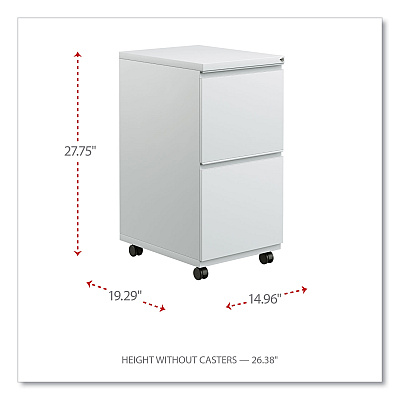 Alera File Pedestal with Full-Length Pull, Left or Right, 2 Legal/Letter-Size File Drawers, Light Gray, 14.96" x 19.29" x 27.75" (ALEPBFFLG)