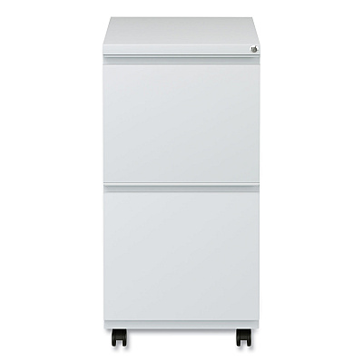 Alera File Pedestal with Full-Length Pull, Left or Right, 2 Legal/Letter-Size File Drawers, Light Gray, 14.96" x 19.29" x 27.75" (ALEPBFFLG)