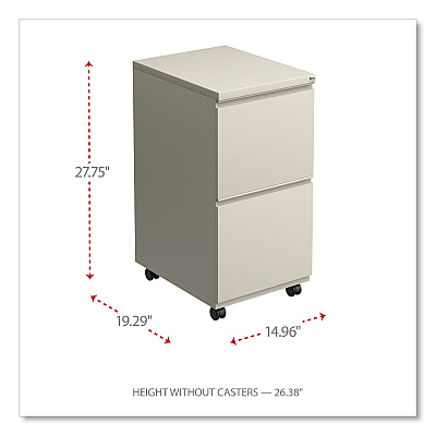 Alera File Pedestal with Full-Length Pull, Left or Right, 2 Legal/Letter-Size File Drawers, Putty, 14.96" x 19.29" x 27.75" (ALEPBFFPY)