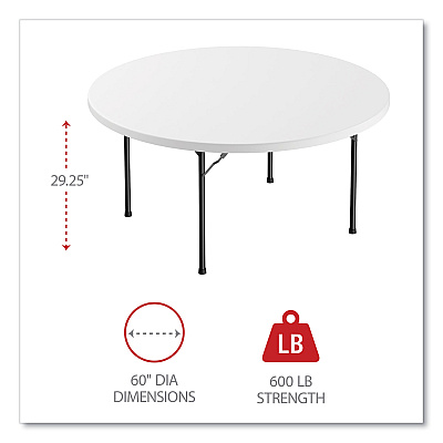 Alera Round Plastic Folding Table, 60" Diameter x 29.25h, White (ALEPT60RW)