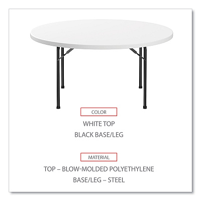 Alera Round Plastic Folding Table, 60" Diameter x 29.25h, White (ALEPT60RW)