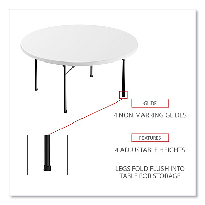 Alera Round Plastic Folding Table, 60" Diameter x 29.25h, White (ALEPT60RW)