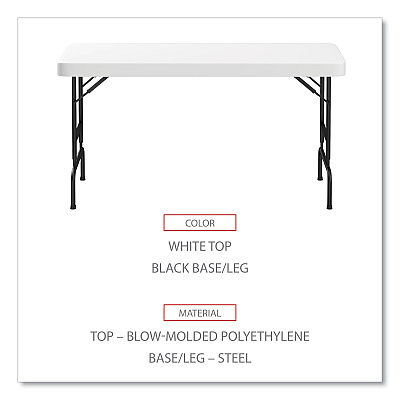Alera Adjustable Height Plastic Folding Table, Rectangular, 72w x 29.63d x 29.25 to 37.13h, White (ALEPT72AHW)