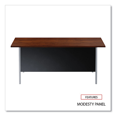 Alera Double Pedestal Steel Desk, 72" x 36" x 29.5", Mocha/Black, Chrome-Plated Legs (ALESD7236BM)