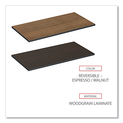 Alera Reversible Laminate Table Top, Rectangular, 47.63w x 23.63d, Espresso/Walnut (ALETT4824EW)
