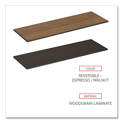 Alera Reversible Laminate Table Top, Rectangular, 71.5w x 23.63d, Espresso/Walnut (ALETT7224EW)