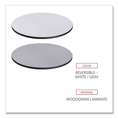 Alera Reversible Laminate Table Top, Round, 35.5" Diameter, White/Gray (ALETTRD36WG)