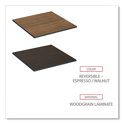 Alera Reversible Laminate Table Top, Square, 35.38w x 35.38d, Espresso/Walnut (ALETTSQ36EW)