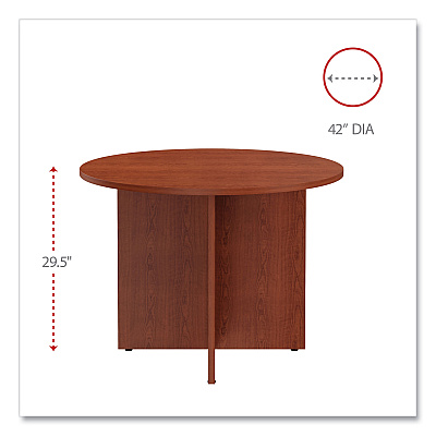 Alera Valencia Round Conference Table with Legs, 42" Diameter x 29.5h, Medium Cherry (ALEVA7142MC)