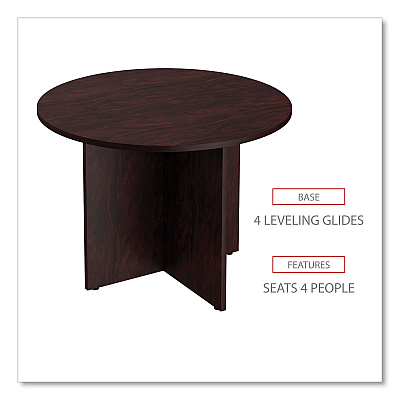 Alera Valencia Round Conference Table with Legs, 42" Diameter x 29.5h, Mahogany (ALEVA7142MY)
