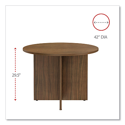 Alera Valencia Round Conference Table with Legs, 42" Diameter x 29.5h, Modern Walnut (ALEVA7142WA)