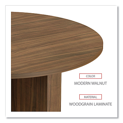 Alera Valencia Round Conference Table with Legs, 42" Diameter x 29.5h, Modern Walnut (ALEVA7142WA)