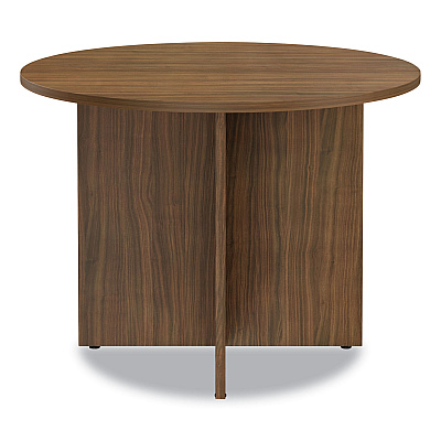 Alera Valencia Round Conference Table with Legs, 42" Diameter x 29.5h, Modern Walnut (ALEVA7142WA)