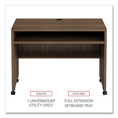 Alera Valencia Series Mobile Workstation Desk, 41.38" x 23.63" x 30", Modern Walnut (ALEVA204224WA)