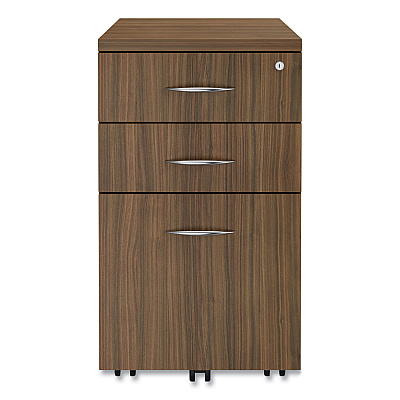 Alera Valencia Series Mobile Pedestal File, Left/Right, 3-Drawer: Box/Box/File, Legal/Letter, Walnut, 15.88 x 20.5 x 28.38 (ALEVA572816WA)
