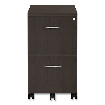 Alera Valencia Series Mobile Pedestal, Left or Right, 2 Legal/Letter-Size File Drawers, Espresso, 15.38" x 20" x 26.63" (ALEVA582816ES)