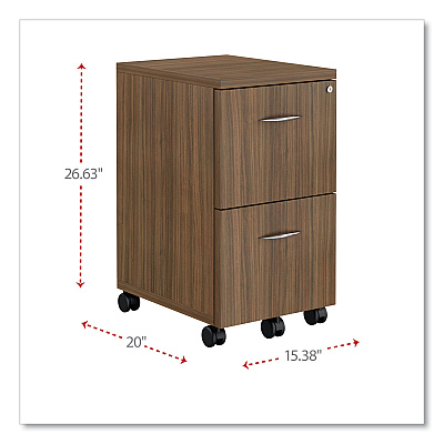 Alera Valencia Series Mobile Pedestal, Left or Right, 2 Legal/Letter-Size File Drawers, Modern Walnut, 15.38" x 20" x 26.63" (ALEVA582816WA)