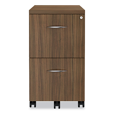 Alera Valencia Series Mobile Pedestal, Left or Right, 2 Legal/Letter-Size File Drawers, Modern Walnut, 15.38" x 20" x 26.63" (ALEVA582816WA)