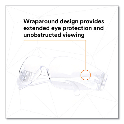 3M Virtua Protective Eyewear, Clear Polycarbonate Frame, Clear Polycarbonate Lens (MMM1122008000)