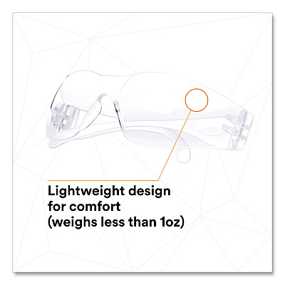 3M Virtua Protective Eyewear, Clear Polycarbonate Frame, Clear Polycarbonate Lens (MMM1122008000)