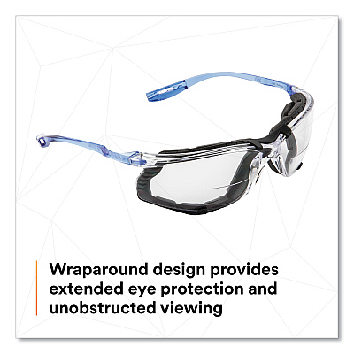 3M CCS Protective Eyewear with Foam Gasket, Blue Plastic Frame, Clear Polycarbonate Lens (MMM1187200000)