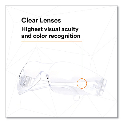 3M Virtua Protective Eyewear, Clear Polycarbonate Frame, Clear Polycarbonate Lens (MMM1122008000)