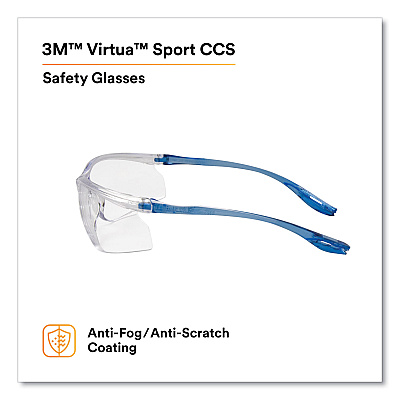 3M Virtua Sport CCS Protective Eyewear, Blue Plastic Frame, Clear Polycarbonate Lens (MMM1179600000)