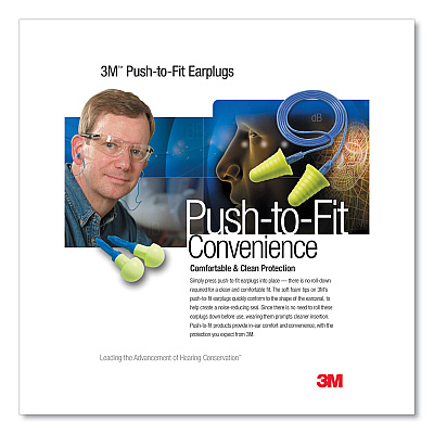 3M E-A-R Push-Ins Single-Use Earplugs, Metal Detectable, Corded, 28 dB NRR, Blue/Yellow, 200 Pairs (MMM3183000)