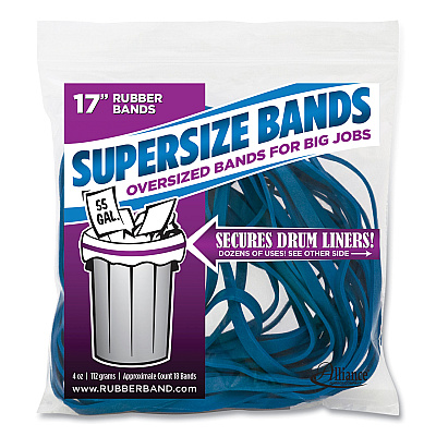 Alliance Rubber Rubber Rubber SuperSize Bands, 0.25" x 17", 4,060 psi Max Elasticity, Blue, 12/Pack (ALL08995)
