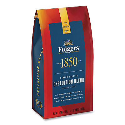 1850 Coffee, Expedition Blend, Medium Roast, Ground, 12 oz Bag, 6/Carton (FOL60514)