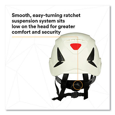 3M SecureFit X5000 Series Safety Helmet, 6-Point Pressure Diffusion Ratchet Suspension, White (MMMX5001ANSI)