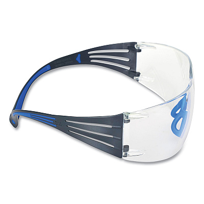 3M SecureFit Protective Eyewear, 400 Series, Black/Blue Plastic Frame, Clear Polycarbonate Lens (MMMSF401SGAFBLU)