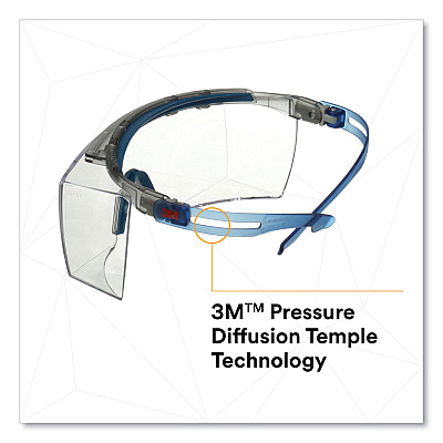 3M SecureFit Protective Eyewear, 3700 OTG Series, Blue Plastic Frame, Clean Polycarbonate Lens (MMMSF3701XSGAB)