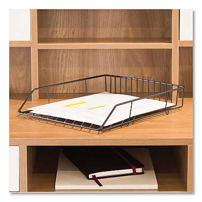 U Brands Vena Paper Tray, 1 Section, Holds 11" x 8.5" Sheets, 10.04 x 12.44 x 2.01, Black (UBR3840U0312)