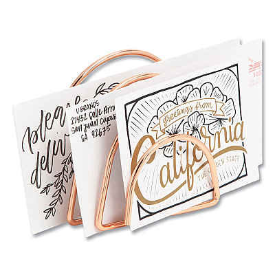U Brands Letter-Size Desktop Fashion Filing Set, Rose Gold, (1) Rack, (3) Hanging Folders, (3) File Folders, (2) Trays,(1) Mail Sorter (UBR2104U0001)